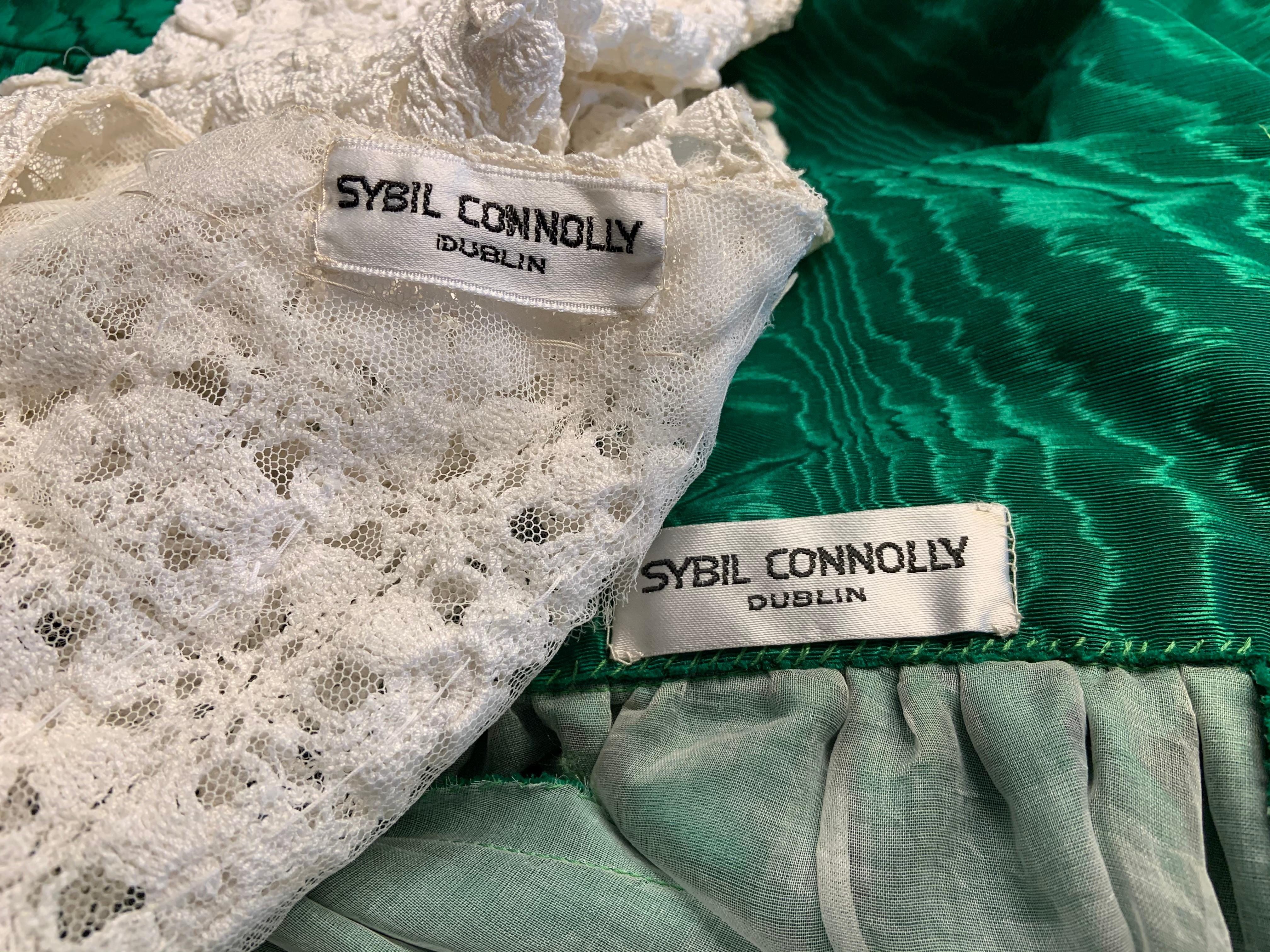 Sybil Connolly Couture Two Piece Dress  Irish Lace and Kelly Green Silk  5