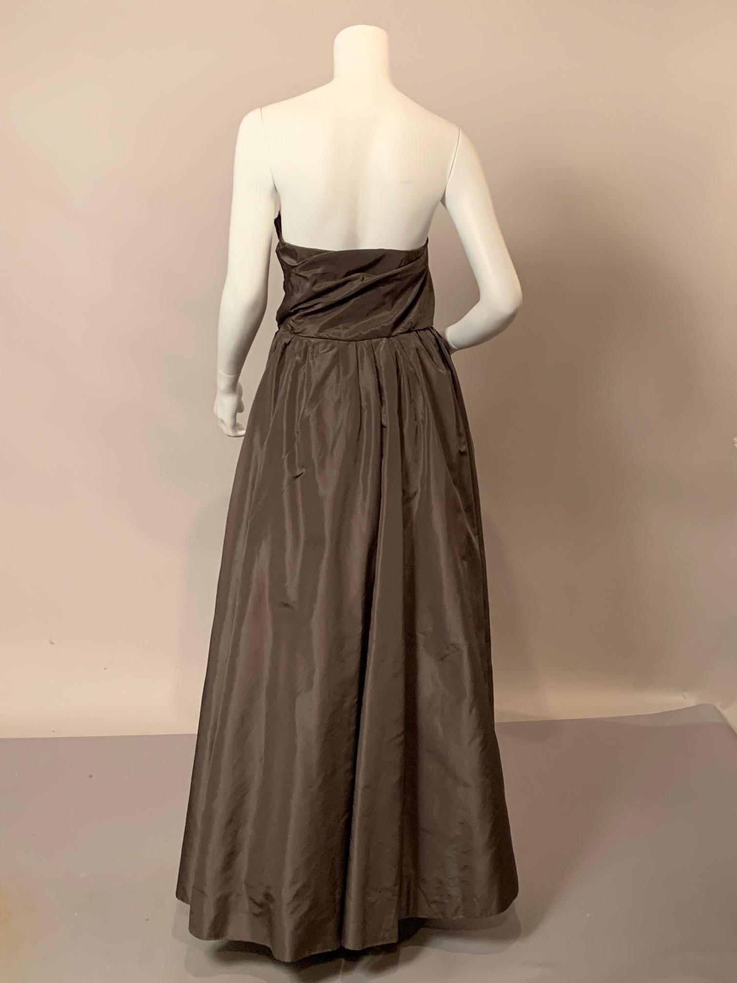 Sybil Connolly Haute Couture Charcoal Grey Strapless Ballgown For Sale 2