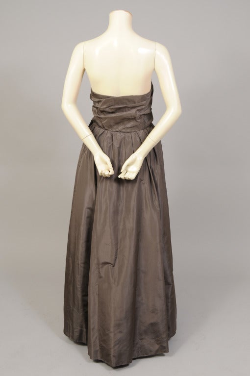 Black Sybil Connolly Haute Couture Charcoal Grey Strapless Ballgown For Sale