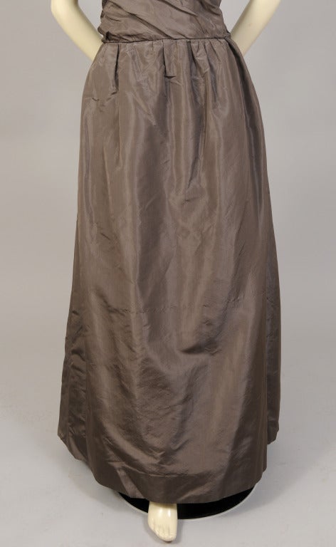 Sybil Connolly Haute Couture Charcoal Grey Strapless Ballgown In Excellent Condition For Sale In New Hope, PA