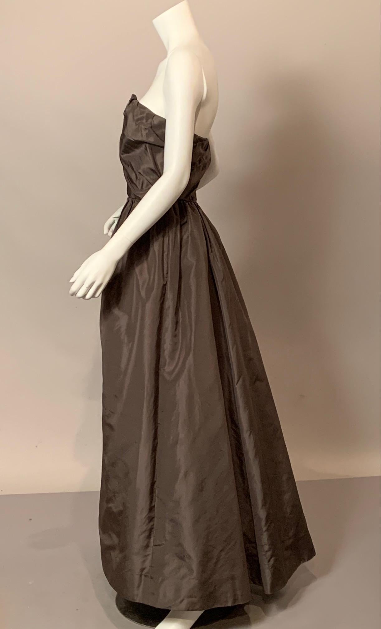 Women's Sybil Connolly Haute Couture Charcoal Grey Strapless Ballgown For Sale