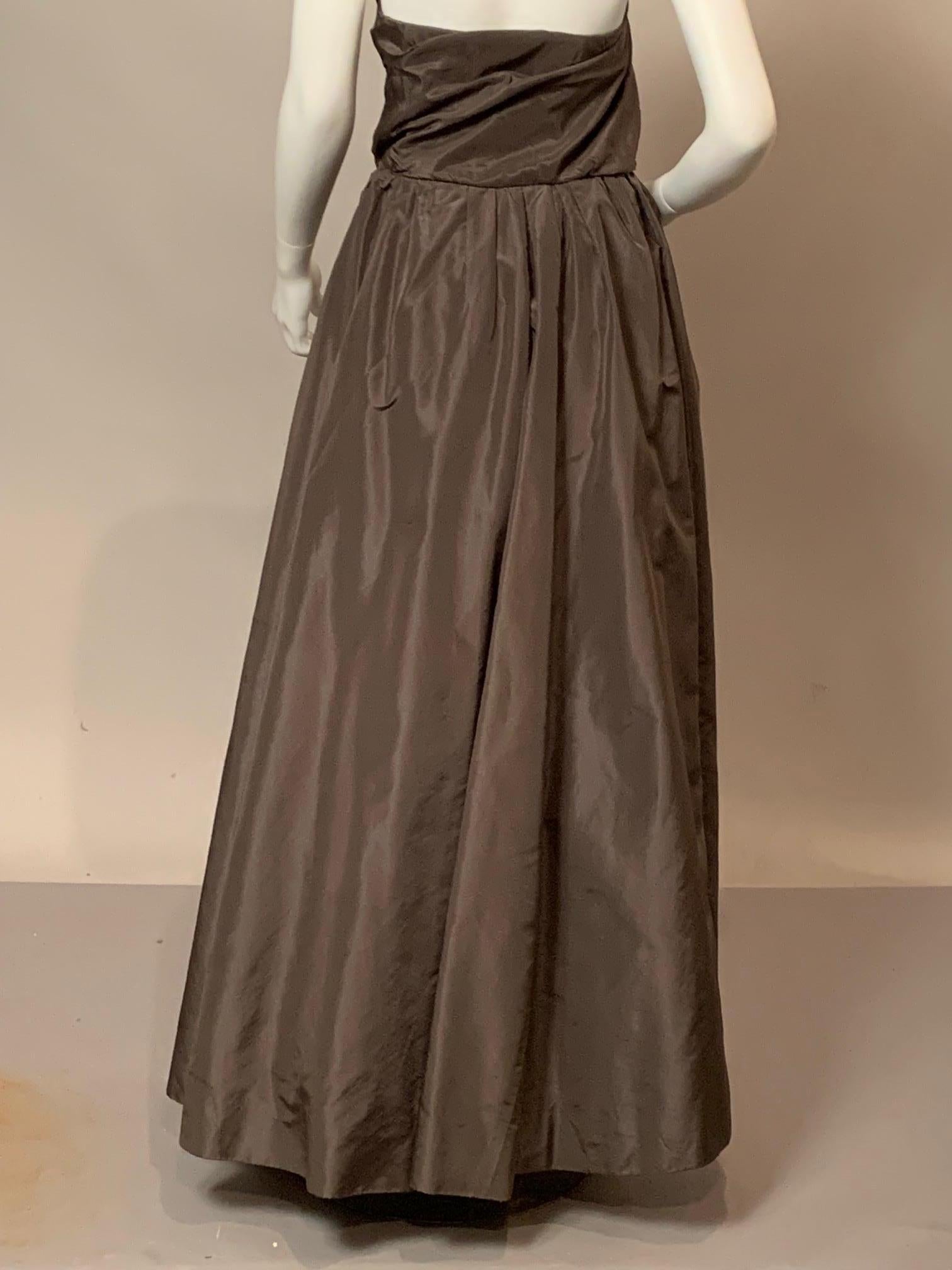 Sybil Connolly Haute Couture Charcoal Grey Strapless Ballgown For Sale 1