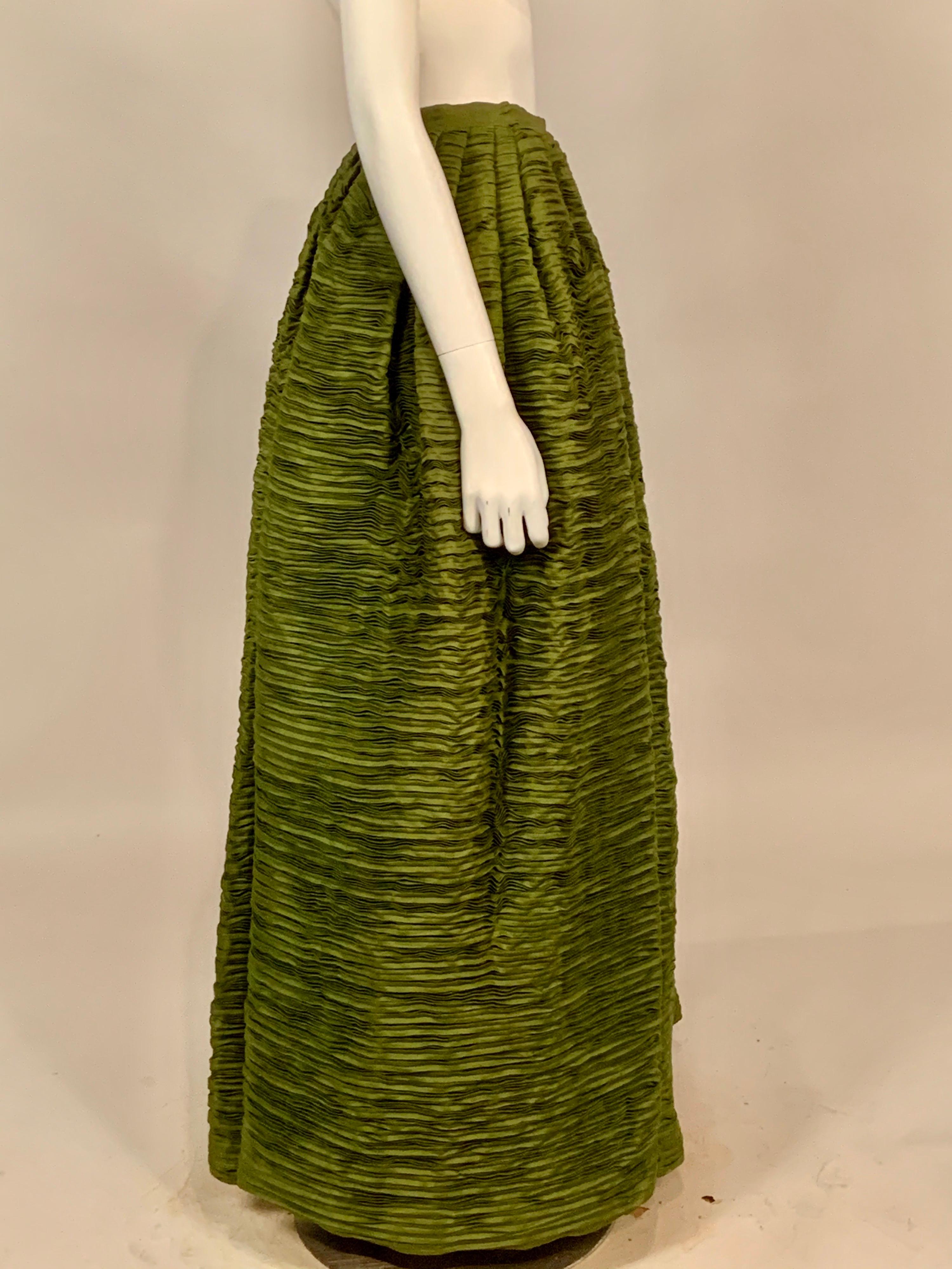 olive green pleated skirt
