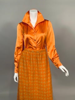 Sybil Connolly Haute Couture Silk Satin Blouse and Hand Loomed Irish Wool Skirt