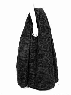 Sybil Connolly Irish Couture Black Hand Pleated Linen Evening Skirt