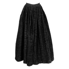 Sybil Connolly Irish Couture Black Hand Pleated Linen Evening Skirt