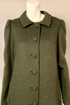 Sybil Connolly Irish Couture Double Faced Loden Green and Plaid Wool Coat