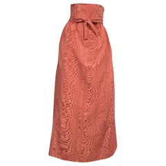 Vintage Sybil Connolly Pink Moire Silk Evening Skirt with a Cummerbund Style High Waist