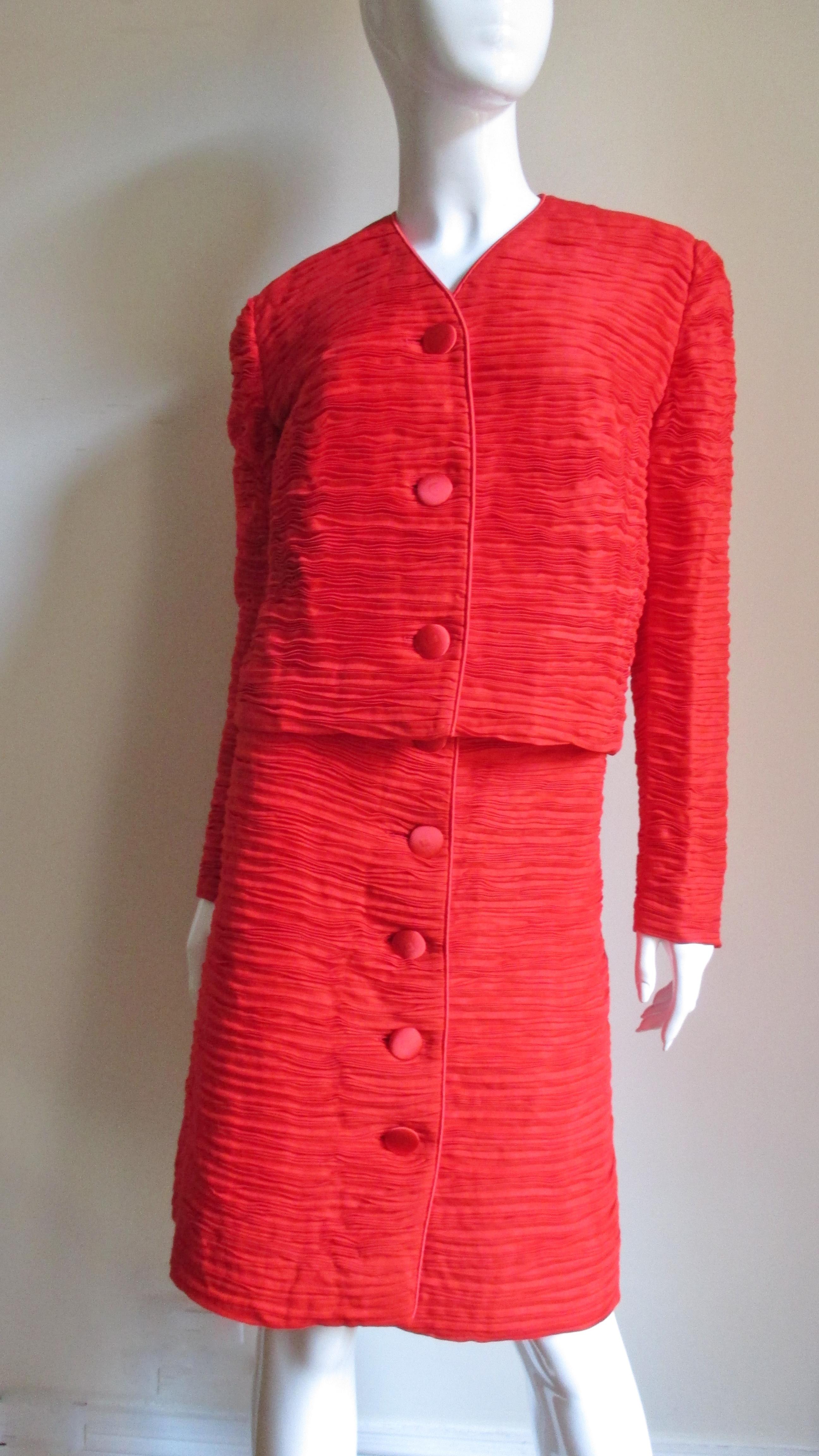 Red Sybil Connolly Skirt Suit 1960s For Sale