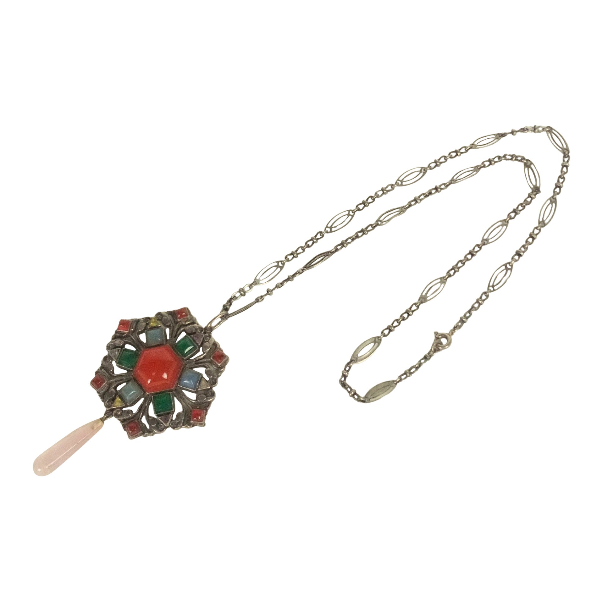 Sybil Dunlop Multi Stone Arts and Crafts Pendant