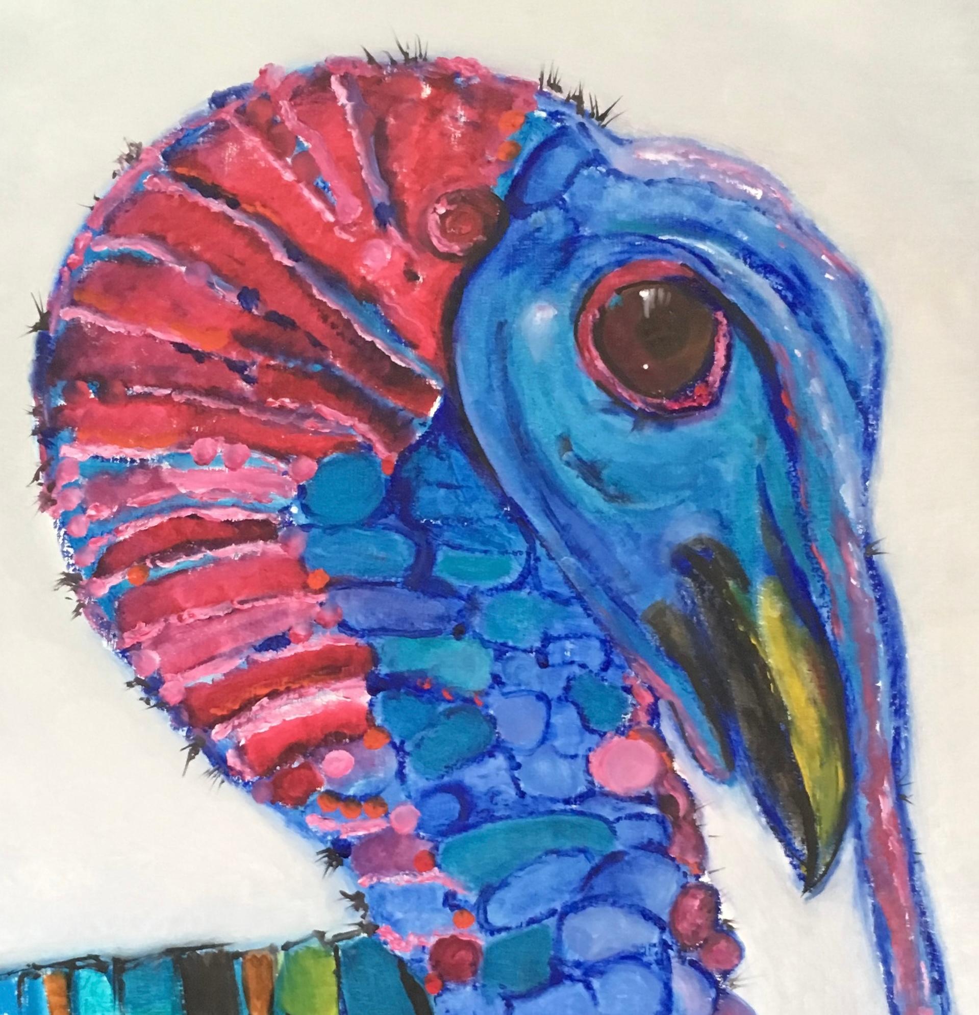 El Aceite de Pavo Contemporáneo de Brillante Colorido Irradia con Patrones de Joya - Painting de Sybil Fix