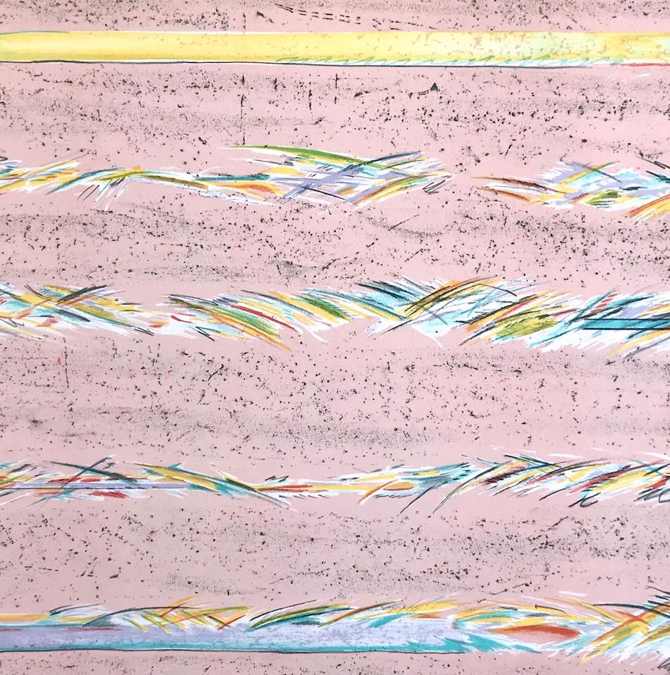 DREAMFIELDS I: PINK, Hand Drawn Lithograph, Pastel Abstract Drawing - Contemporain Print par Sybil Kleinrock