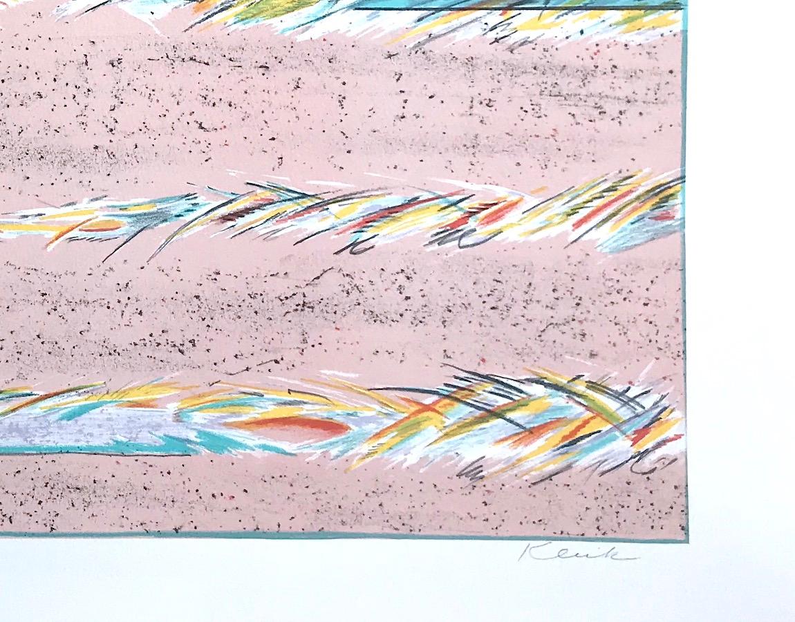 DREAMFIELDS I is a hand drawn original lithograph by the artist Sybil Kleinrock (spouse of the renowned jewelry designer David Yurman.) DREAMFIELDS I was printed in seven colors using traditional hand lithography techniques on archival Arches
