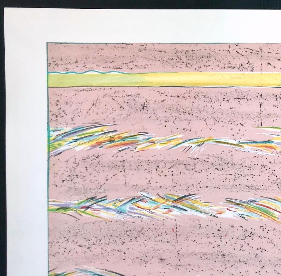 DREAMFIELDS I is a hand drawn original lithograph by the artist Sybil Kleinrock (spouse of the renowned jewelry designer David Yurman.) DREAMFIELDS I was printed in seven colors using traditional hand lithography techniques on archival Arches