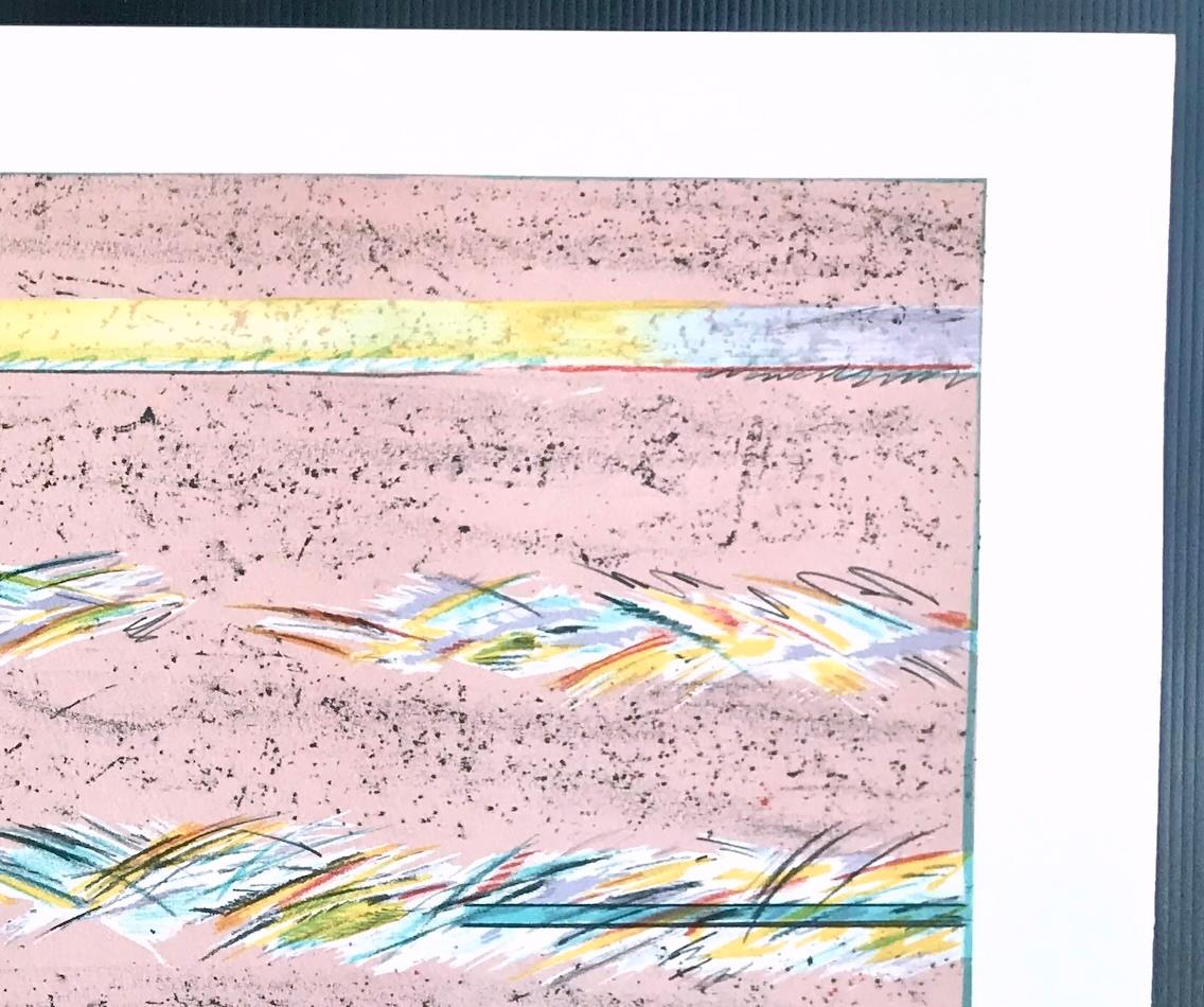 DREAMFIELDS I: PINK, Hand Drawn Lithograph, Pastel Abstract Drawing For Sale 1