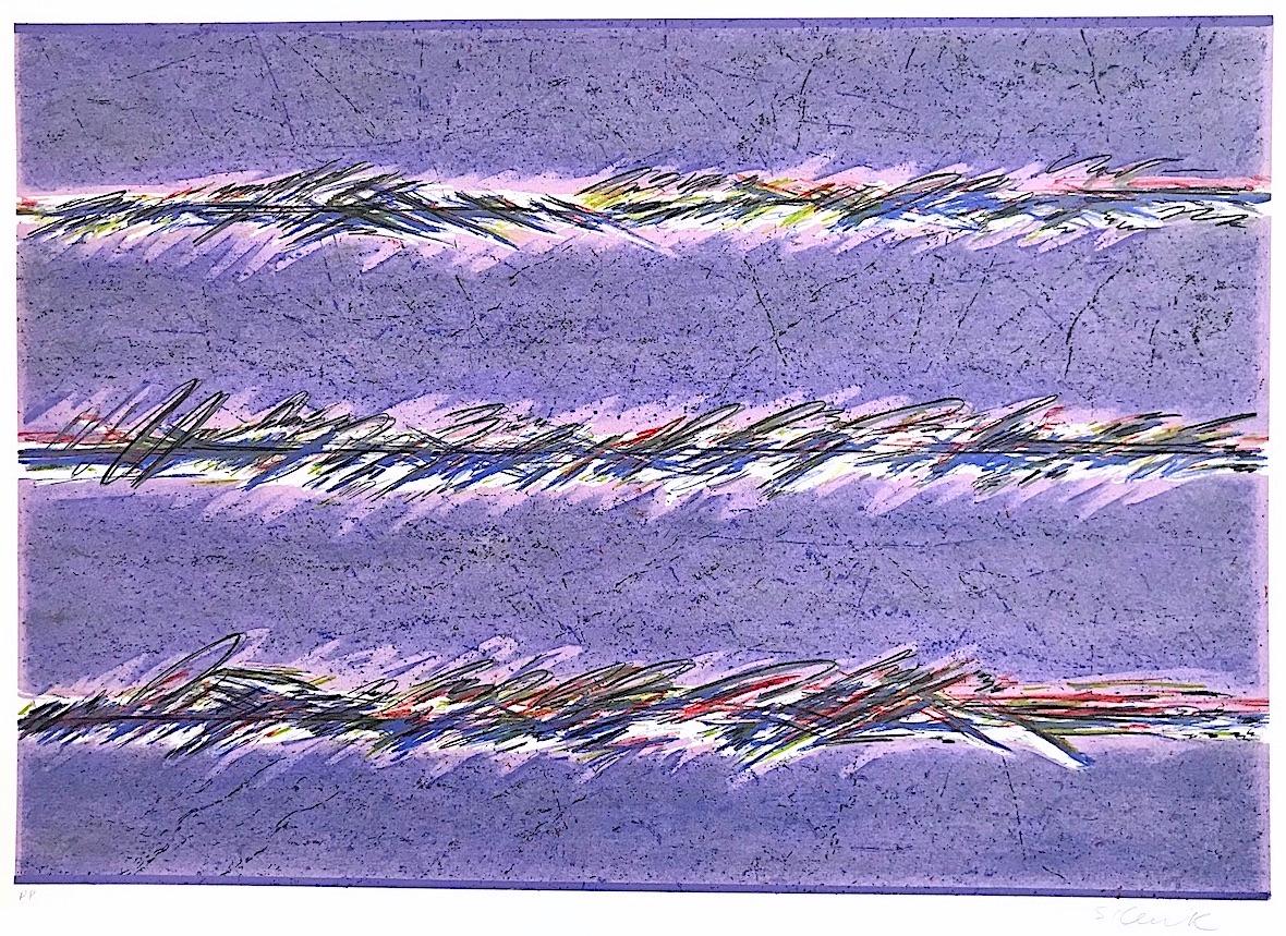 DREAMFIELDS II: PURPLE Signierte Lithographie, Multicolor Pastell Abstrakt – Print von Sybil Kleinrock