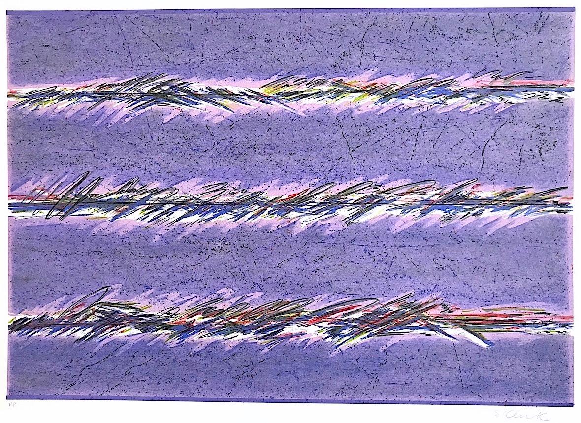 DREAMFIELDS II: PURPLE Signierte Lithographie, Mehrfarbige pastellfarbene abstrakte – Print von Sybil Kleinrock