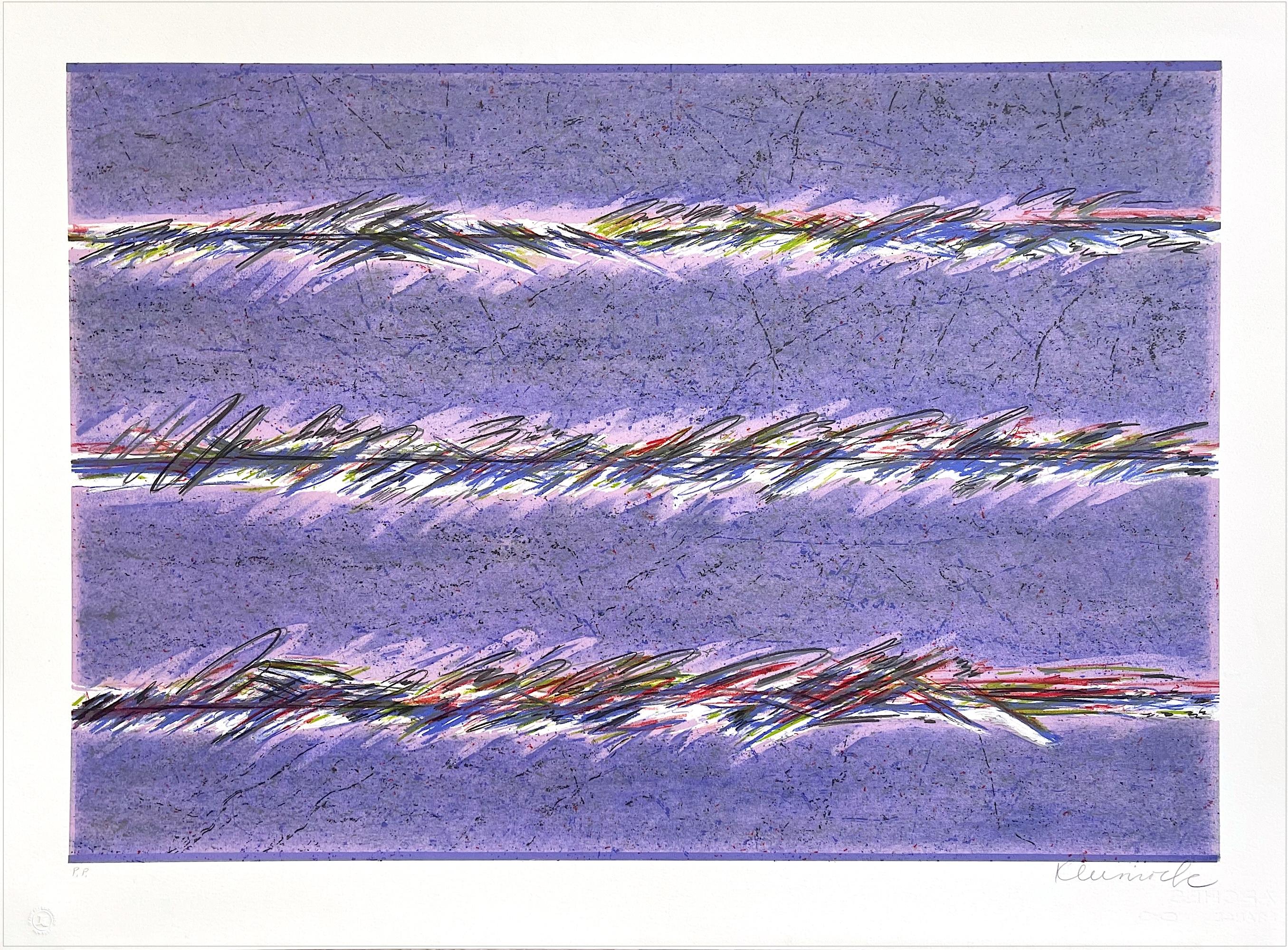 Sybil Kleinrock Abstract Print – DREAMFIELDS II: PURPLE Signierte Lithographie, Multicolor Pastell Abstrakt