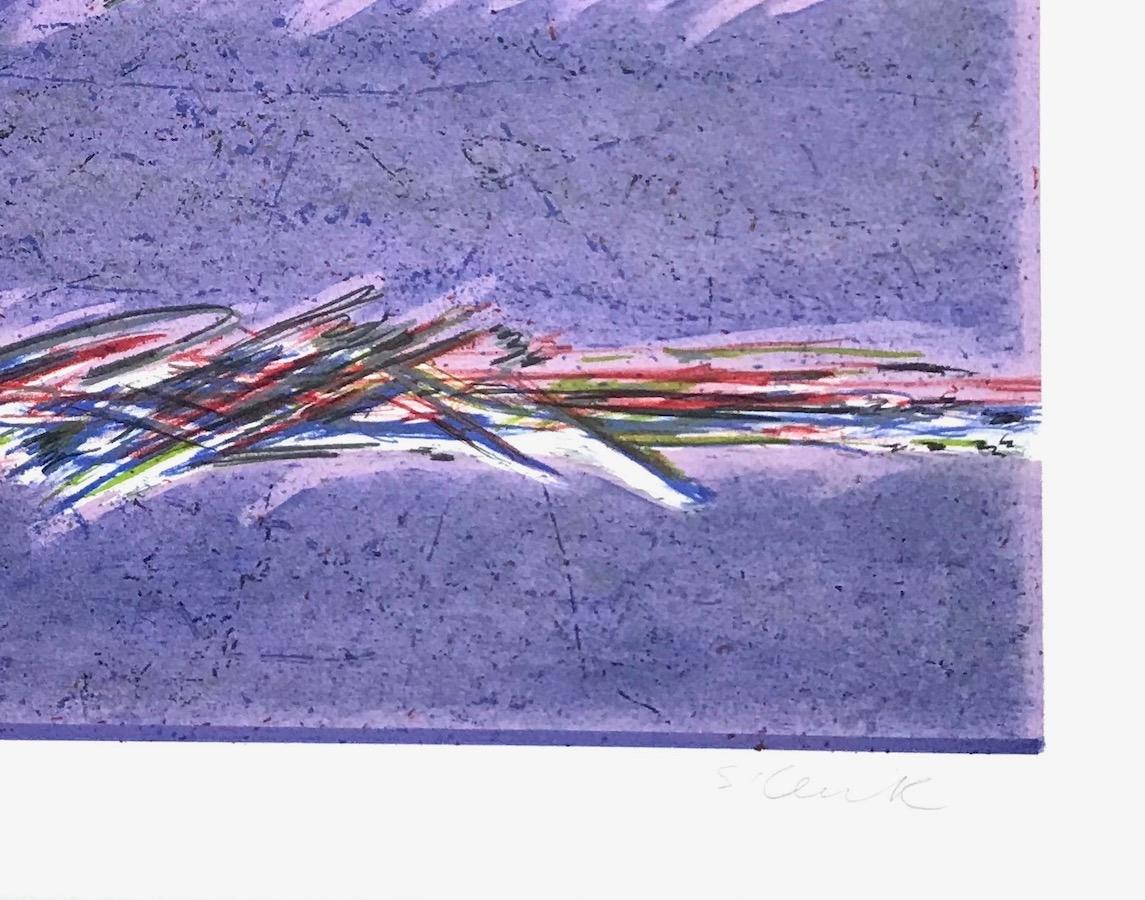 DREAMFIELDS II : Lithographie signée violette, abstrait pastel multicolore - Violet Print par Sybil Kleinrock