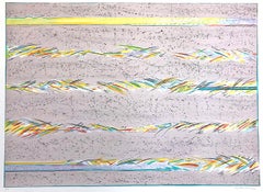 Lithographie signée DREAMFIELDS III : TAUPE, abstrait pastel multicolore