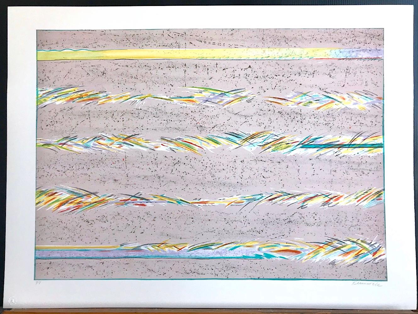 DREAMFIELDS III: TAUPE Signed Lithograph, Multicolor Pastel Abstract  - Gray Print by Sybil Kleinrock