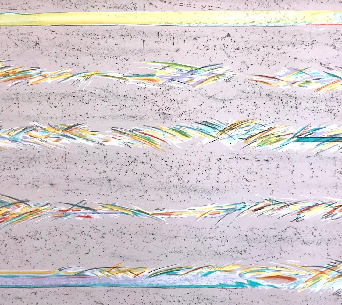 Lithographie signée DREAMFIELDS III : TAUPE, abstrait pastel multicolore - Contemporain Print par Sybil Kleinrock