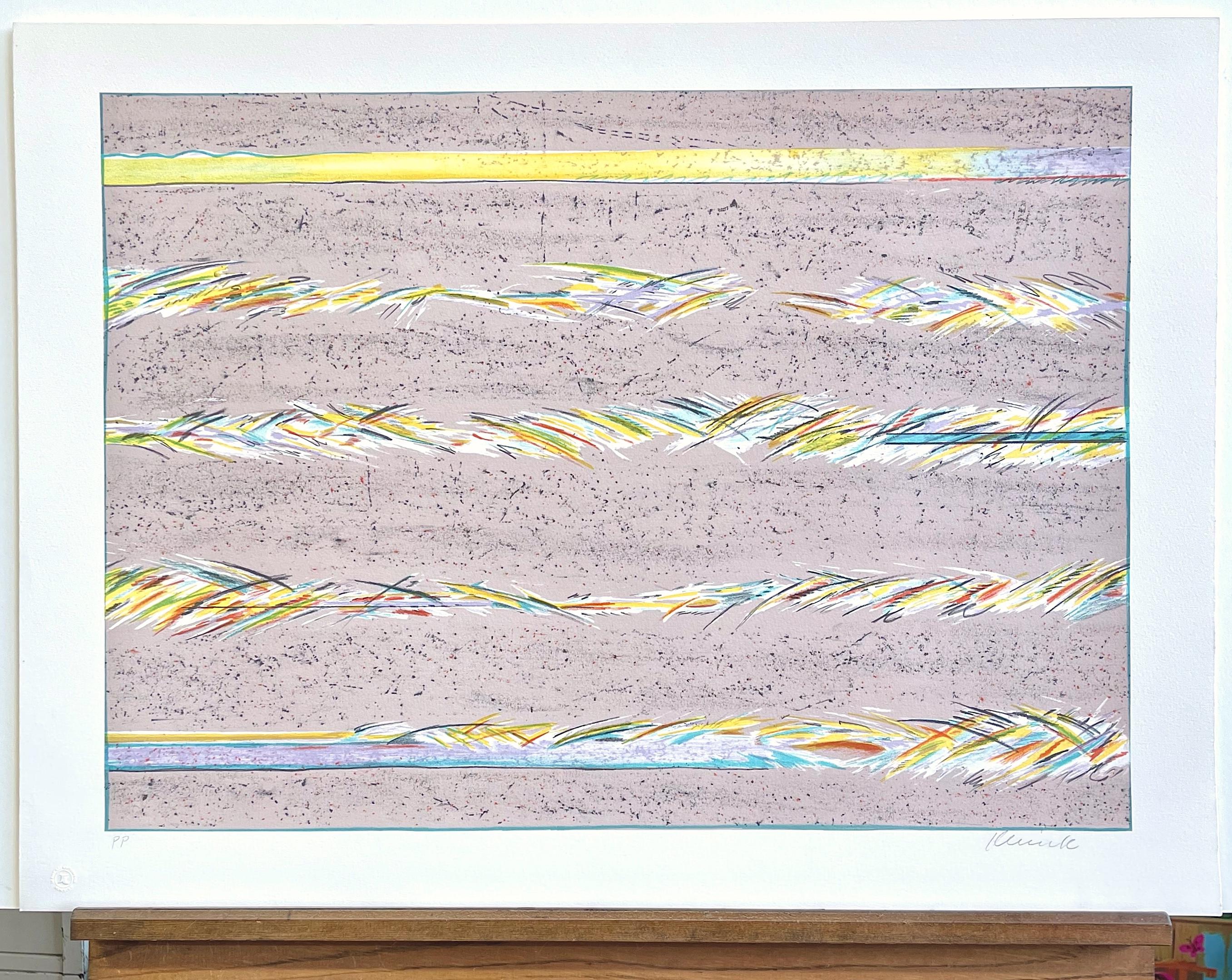 DREAMFIELDS III: TAUPE Signed Lithograph, Multicolor Pastel Abstract For Sale 3