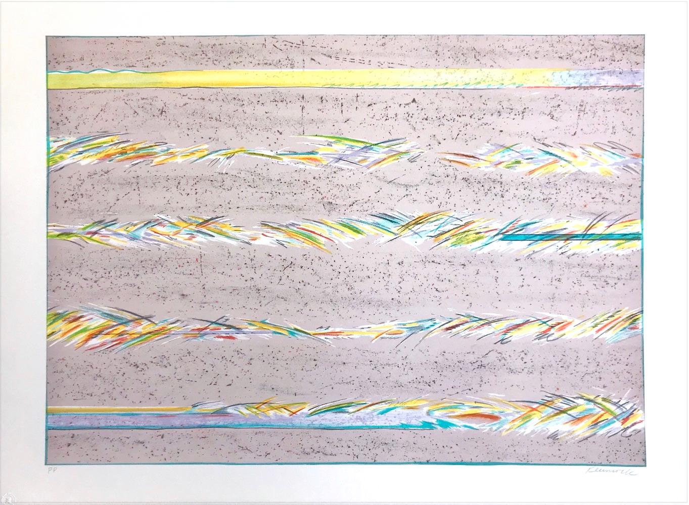 Print Sybil Kleinrock - Lithographie signée DREAMFIELDS III : TAUPE, abstrait pastel multicolore 