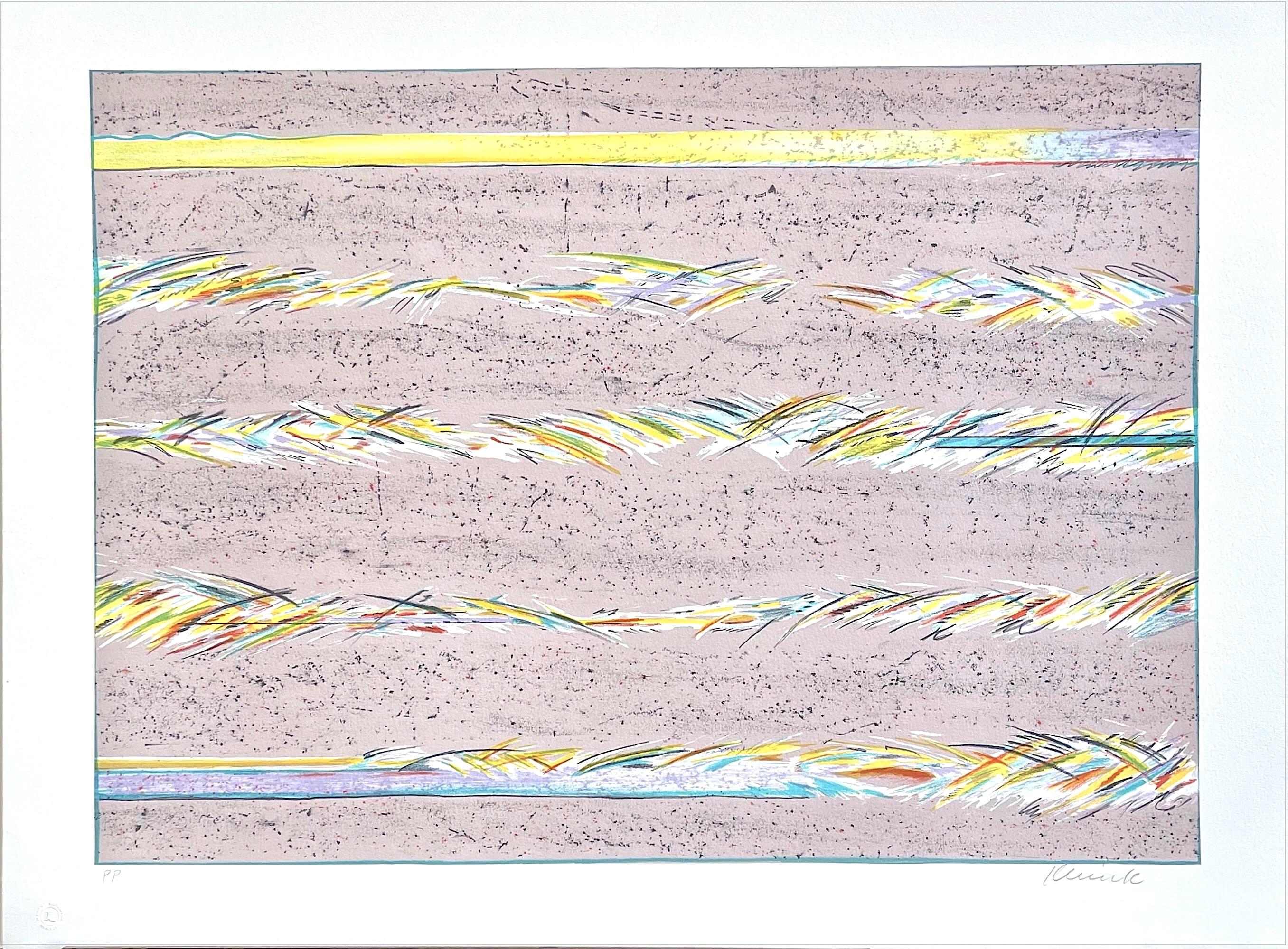 DREAMFIELDS III: TAUPE Signierte Lithographie, mehrfarbige pastellfarbene abstrakte Lithographie
