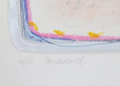 Midway I-C, Abstrakte handkolorierte Lithographie von Sybil Kleinrock