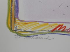 Midway Stage II-D, lithographie abstraite coloriée à la main de Sybil Kleinrock