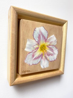 "Hemerocallis III" (2022) by Sybiline, Oil Painting, Pink & White Day Lily