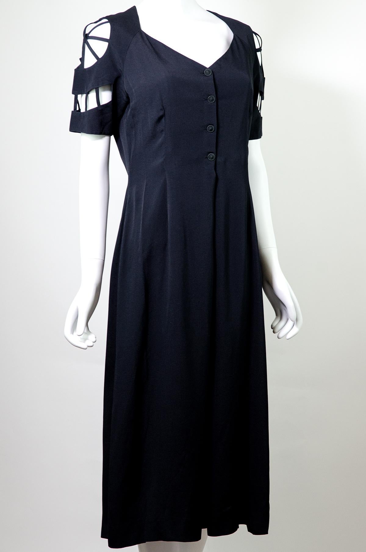 Women's SYBILLA POR GIBO 1990s Rare Spiderweb Shoulder Detail Dress S / M