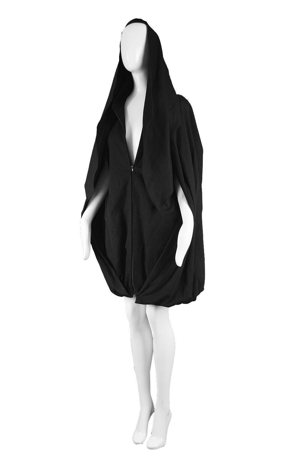 Sybilla Vintage 1980s Avant Garde Black Cocoon Cape Back Zip Front Coat Dress

Size: fits roughly like a modern women's Small to Medium, as it has a dress design under the cape that can be worn loosely or more fitted. Please check measurements
Bust