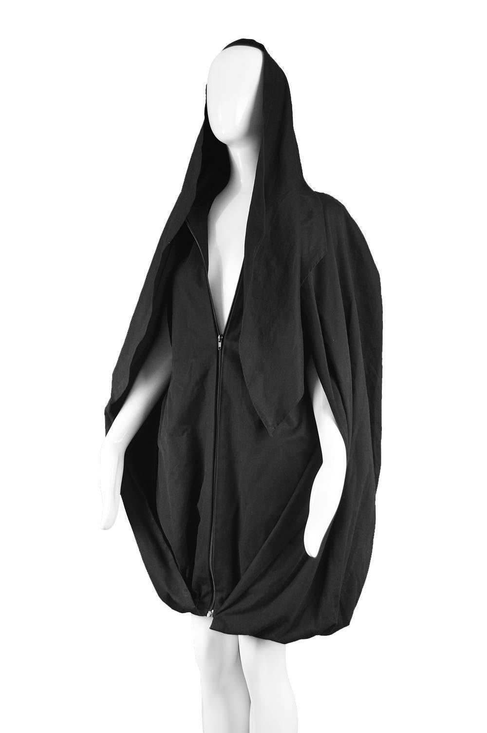 Sybilla Vintage 1980s Avant Garde Architectural Black Cape Coat Dress  1