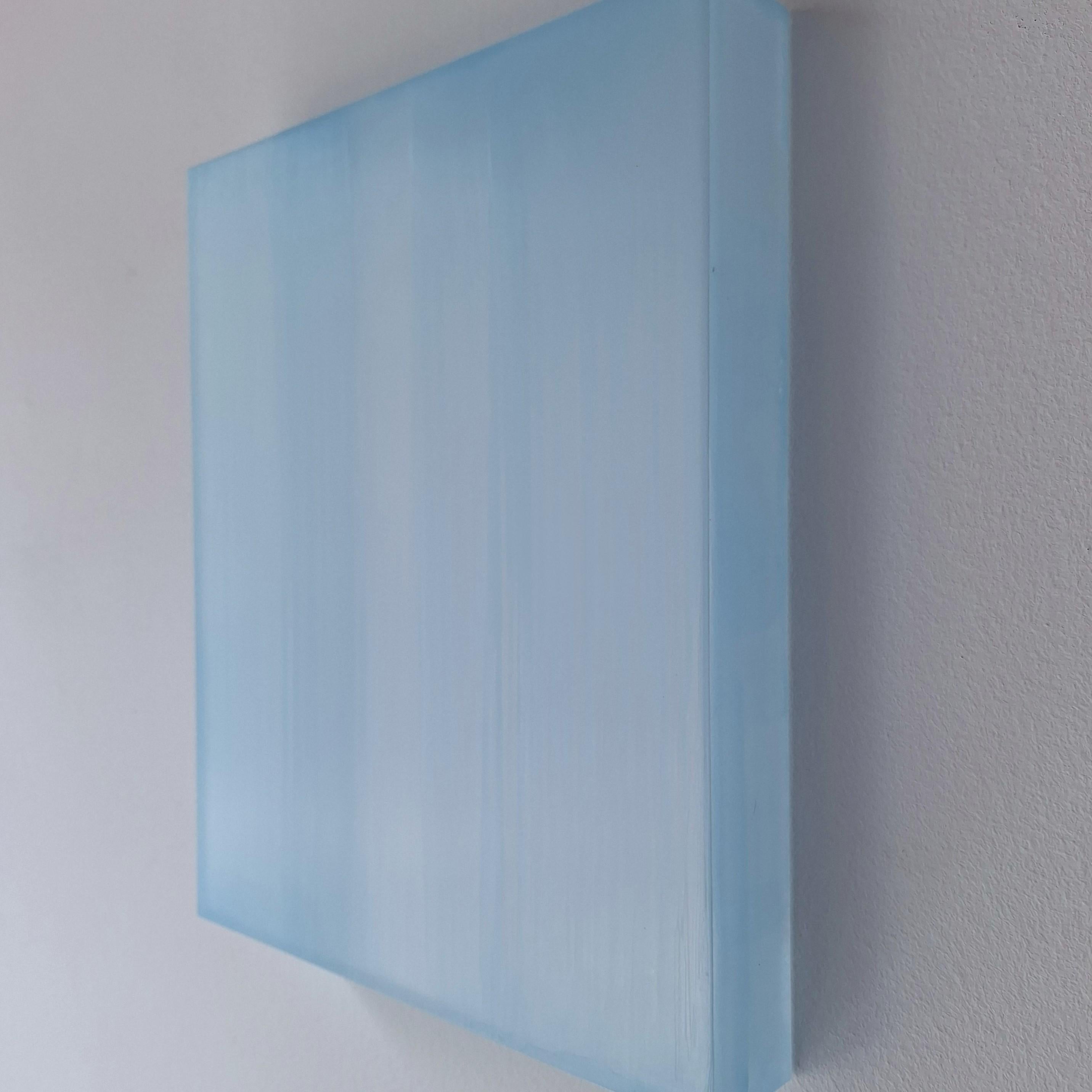Farblichtung hellblau is a unique one-of-a-kind contemporary modern sculptural painting by German artist Sybille Pattscheck. Her sculptural paintings are made by applying numerous layers of pigment coloured hot wax in very thin layers onto a