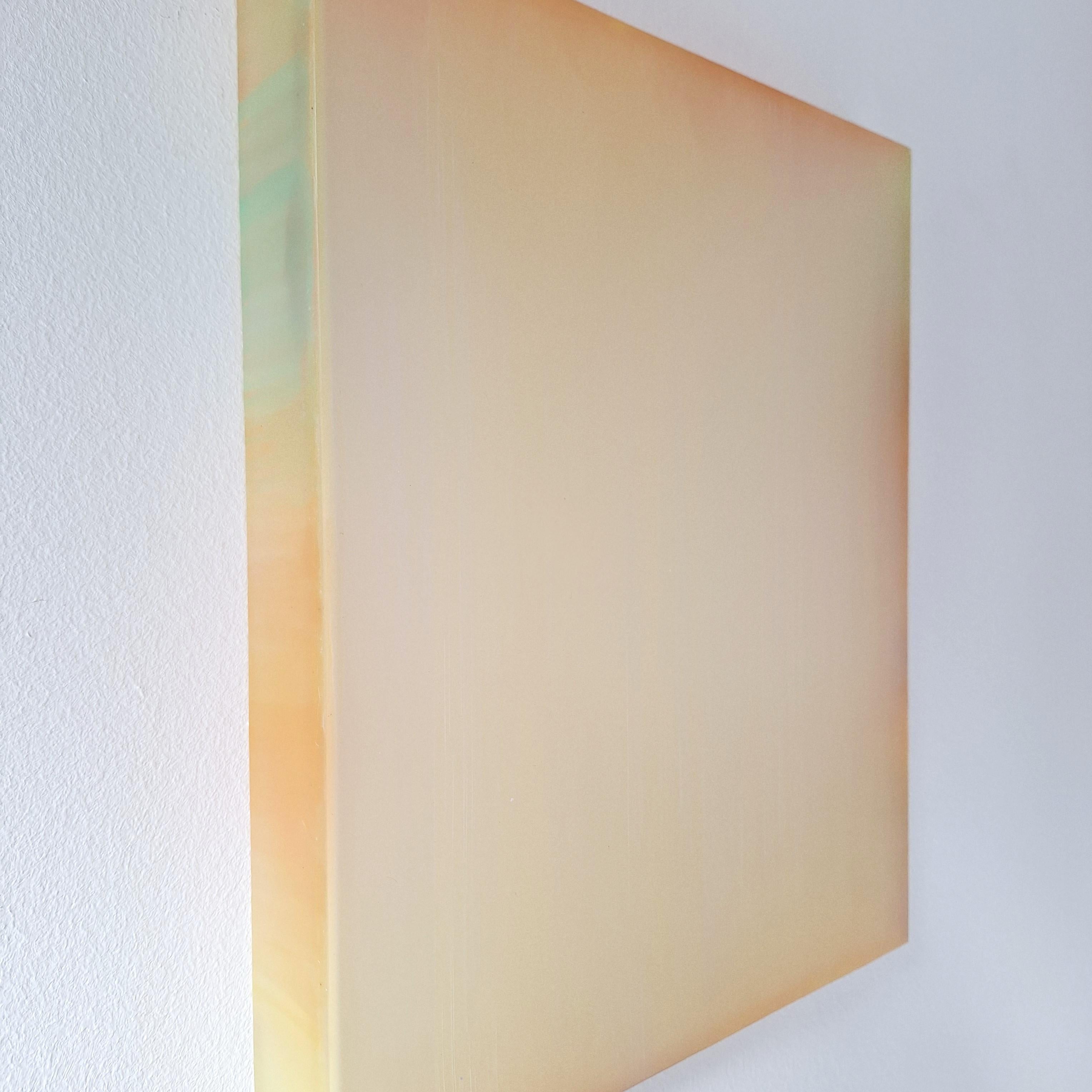 Contemporary modern yellow orange sculptural painting Farblichtung gelb orange - Beige Abstract Painting by Sybille Pattscheck