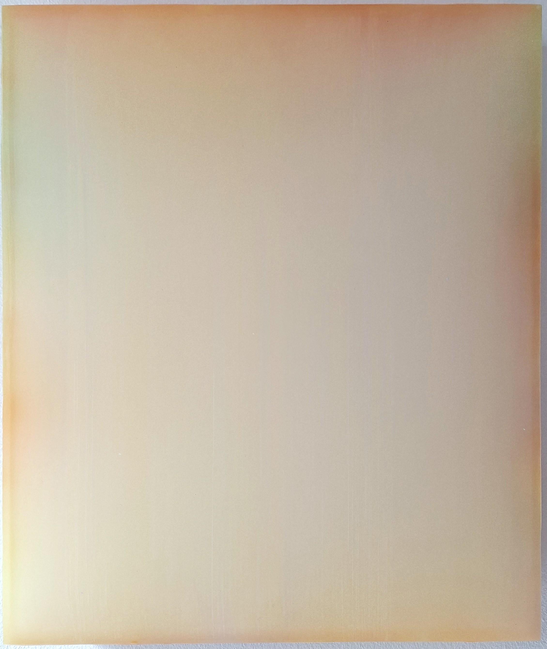 Sybille Pattscheck Abstract Painting - Contemporary modern yellow orange sculptural painting Farblichtung gelb orange