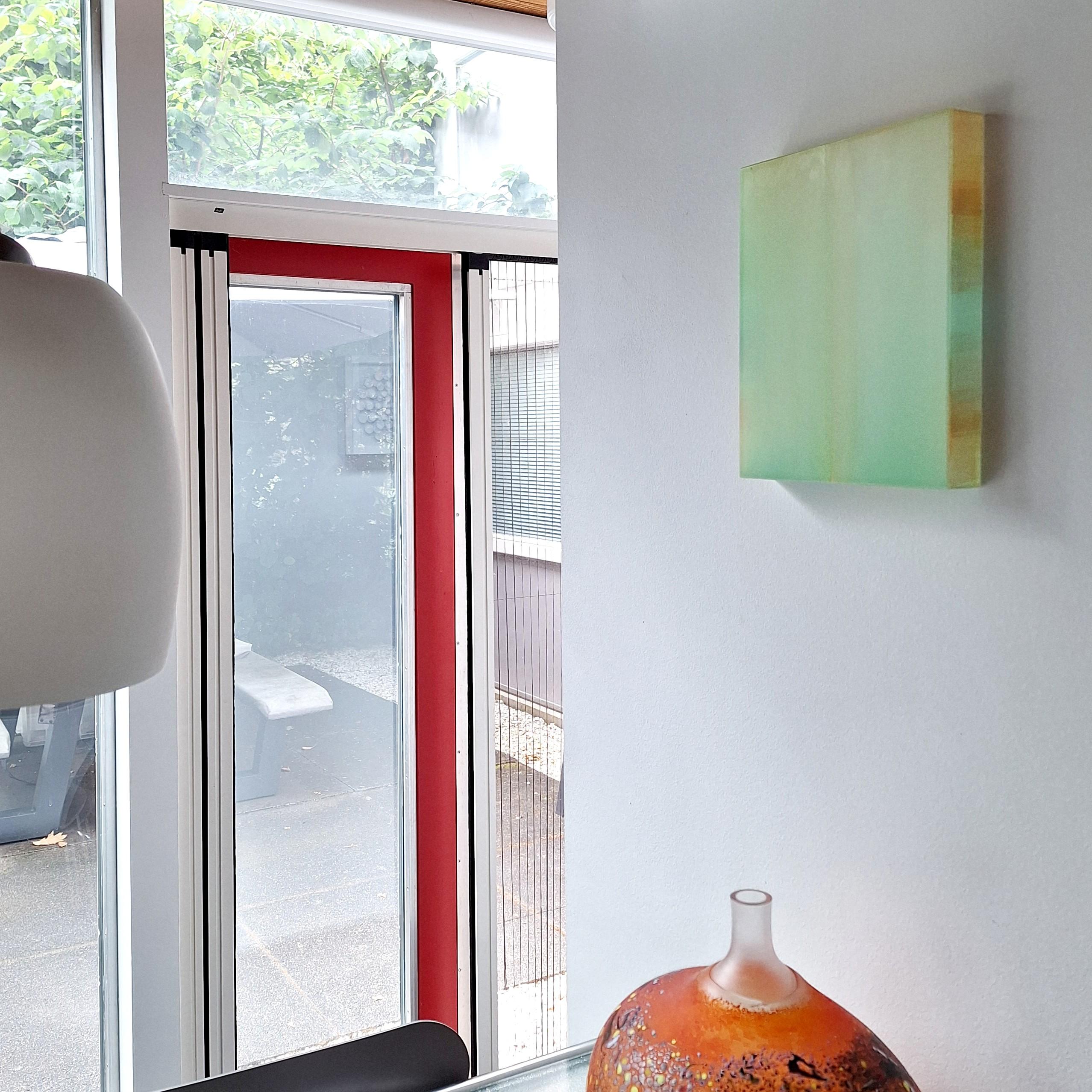 Farblichtung gelb grün - abstract contemporary modern sculptural painting - Painting by Sybille Pattscheck