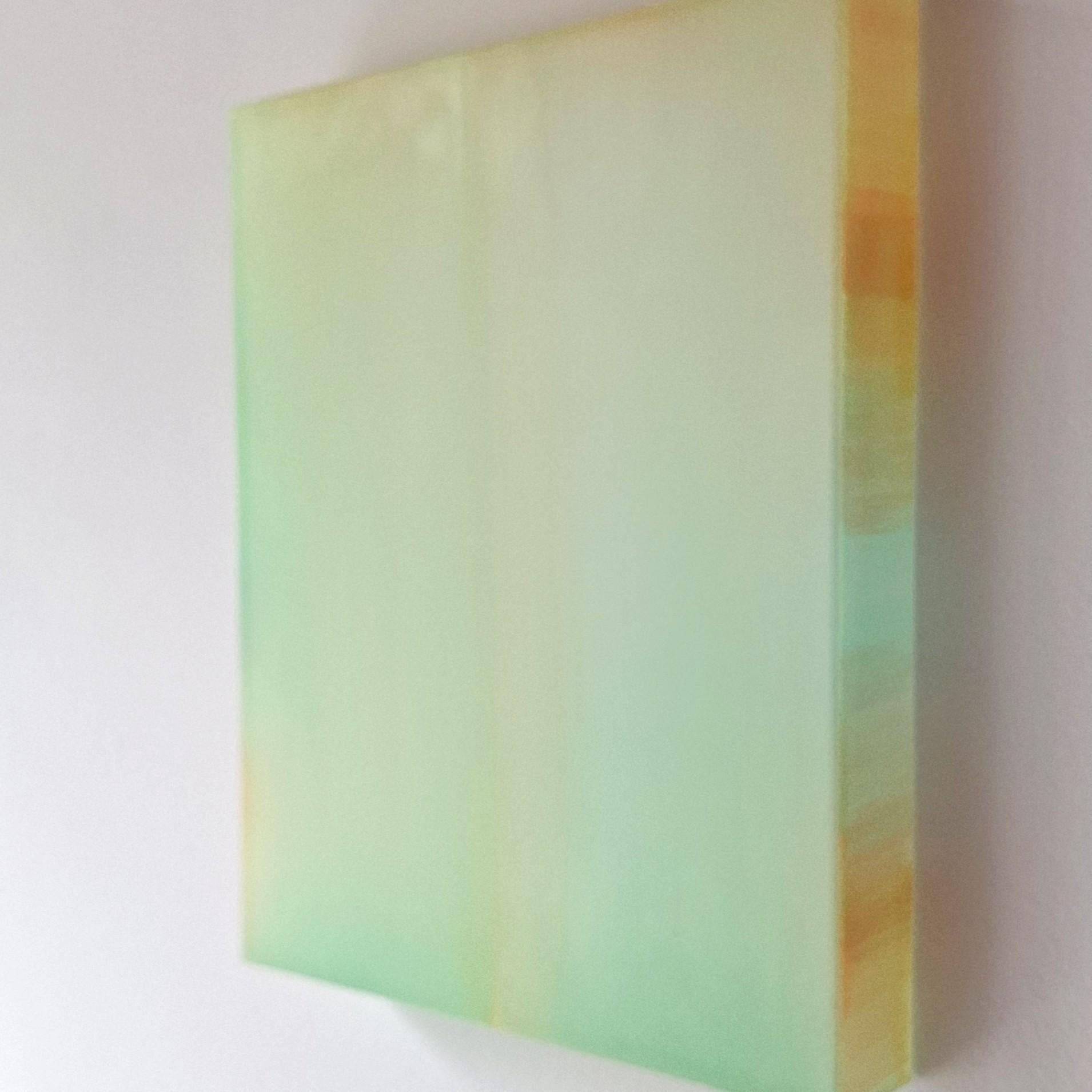 Farblichtung gelb grün - abstract contemporary modern sculptural painting - Gray Abstract Painting by Sybille Pattscheck