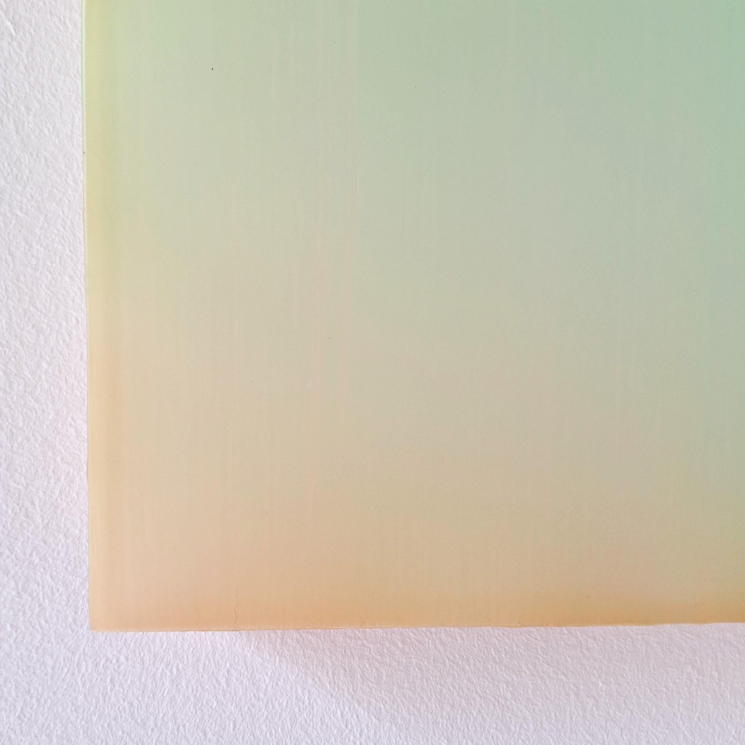 Farblichtung grün gelb orange - abstract contemporary modern sculptural painting For Sale 1