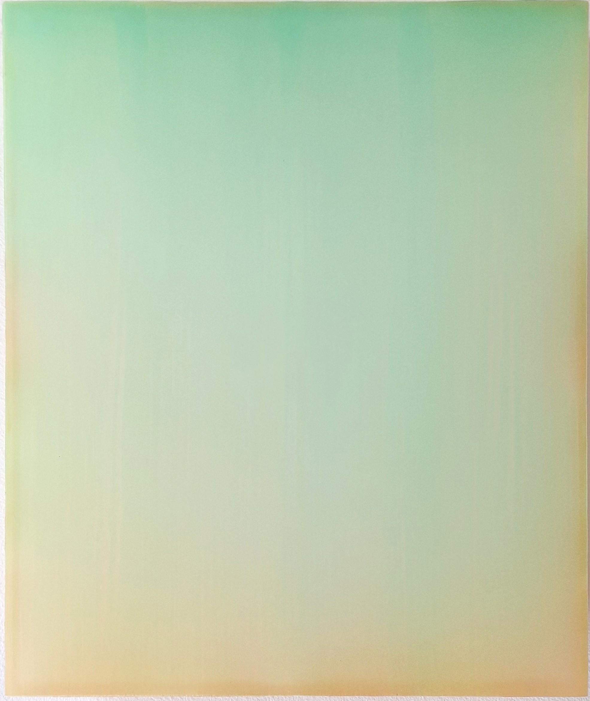 Sybille Pattscheck Abstract Painting - Farblichtung grün gelb orange - abstract contemporary modern sculptural painting