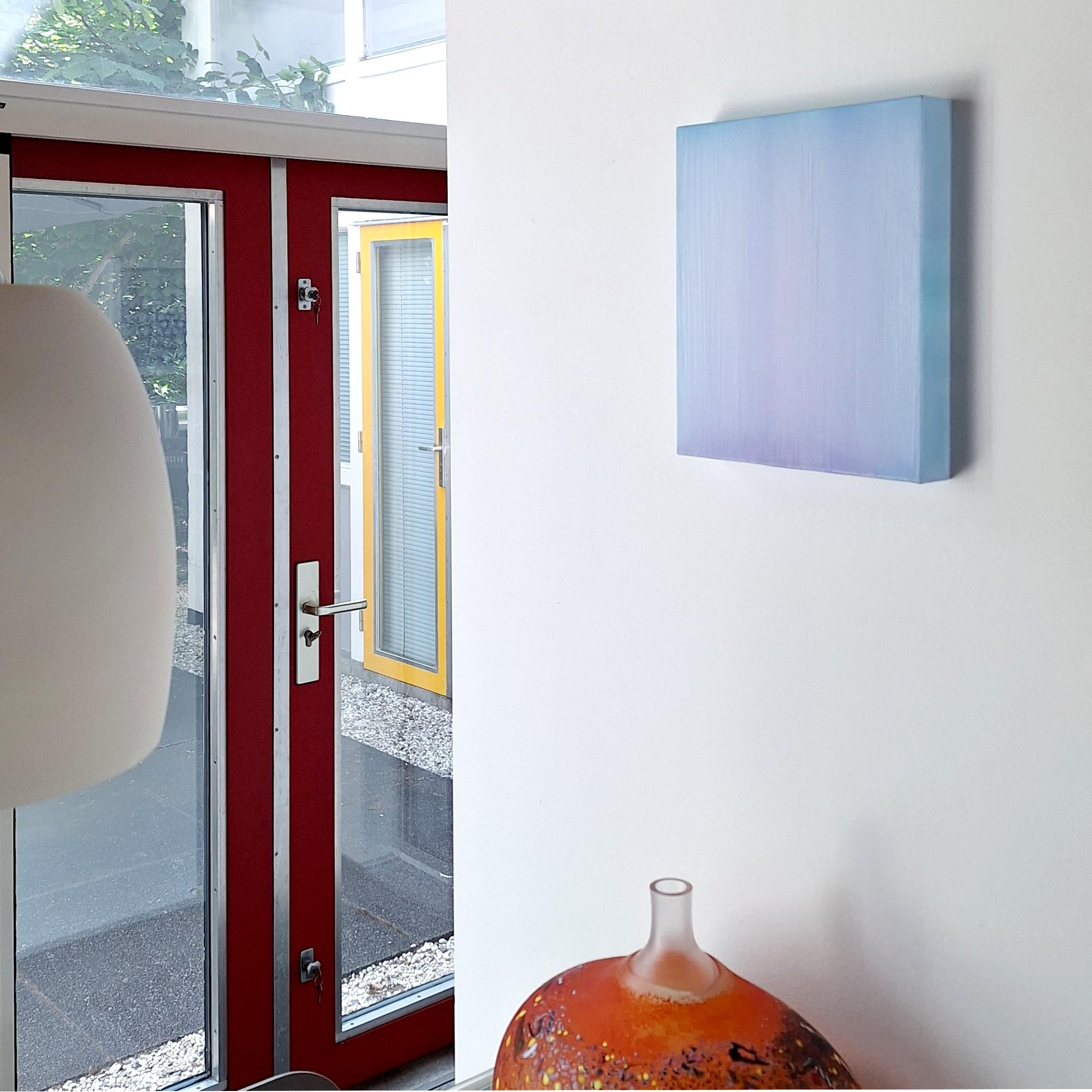 Farblichtung türkis-violett - abstract contemporary modern sculptural painting – Painting von Sybille Pattscheck