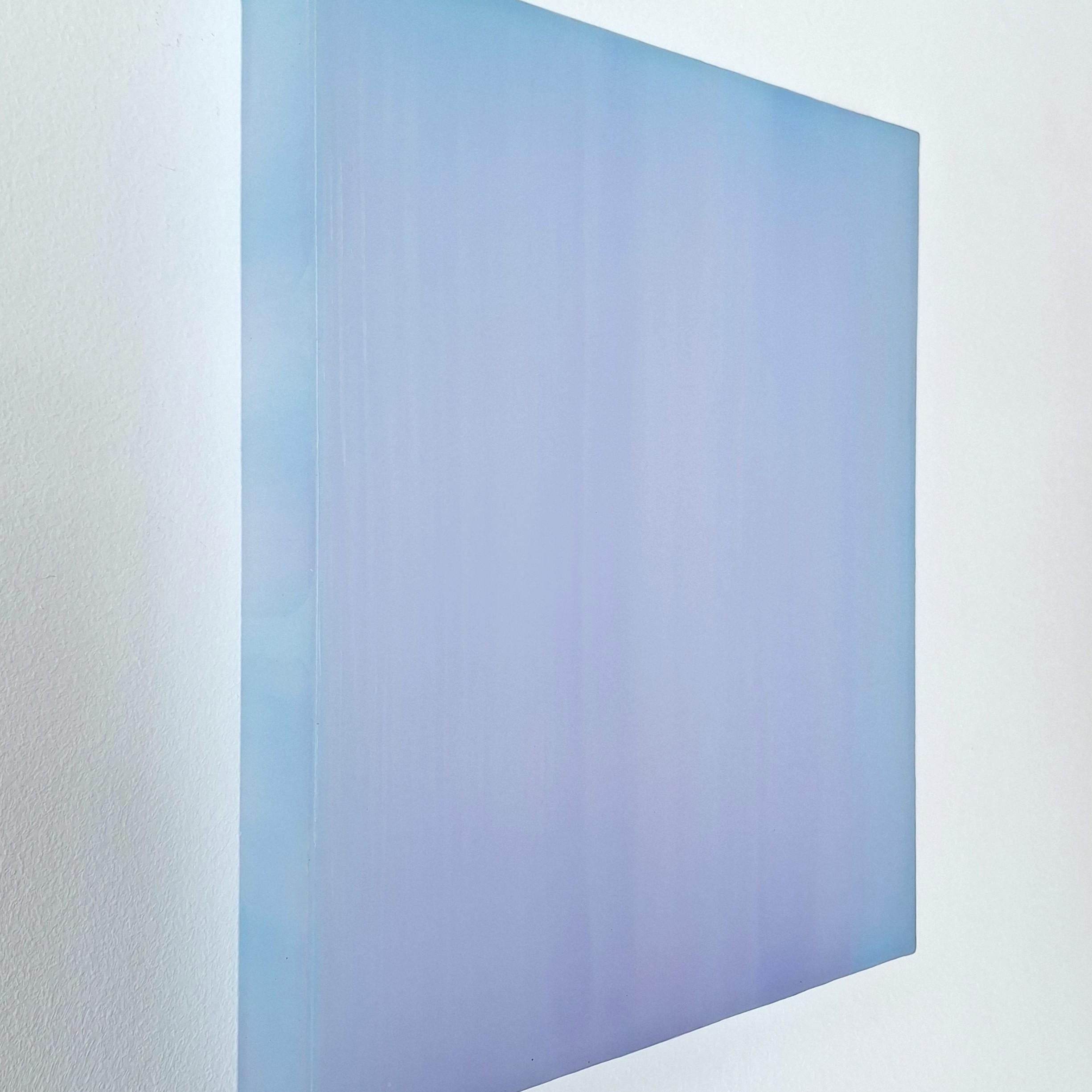 Farblichtung türkis-violett - abstract contemporary modern sculptural painting (Grau), Abstract Painting, von Sybille Pattscheck