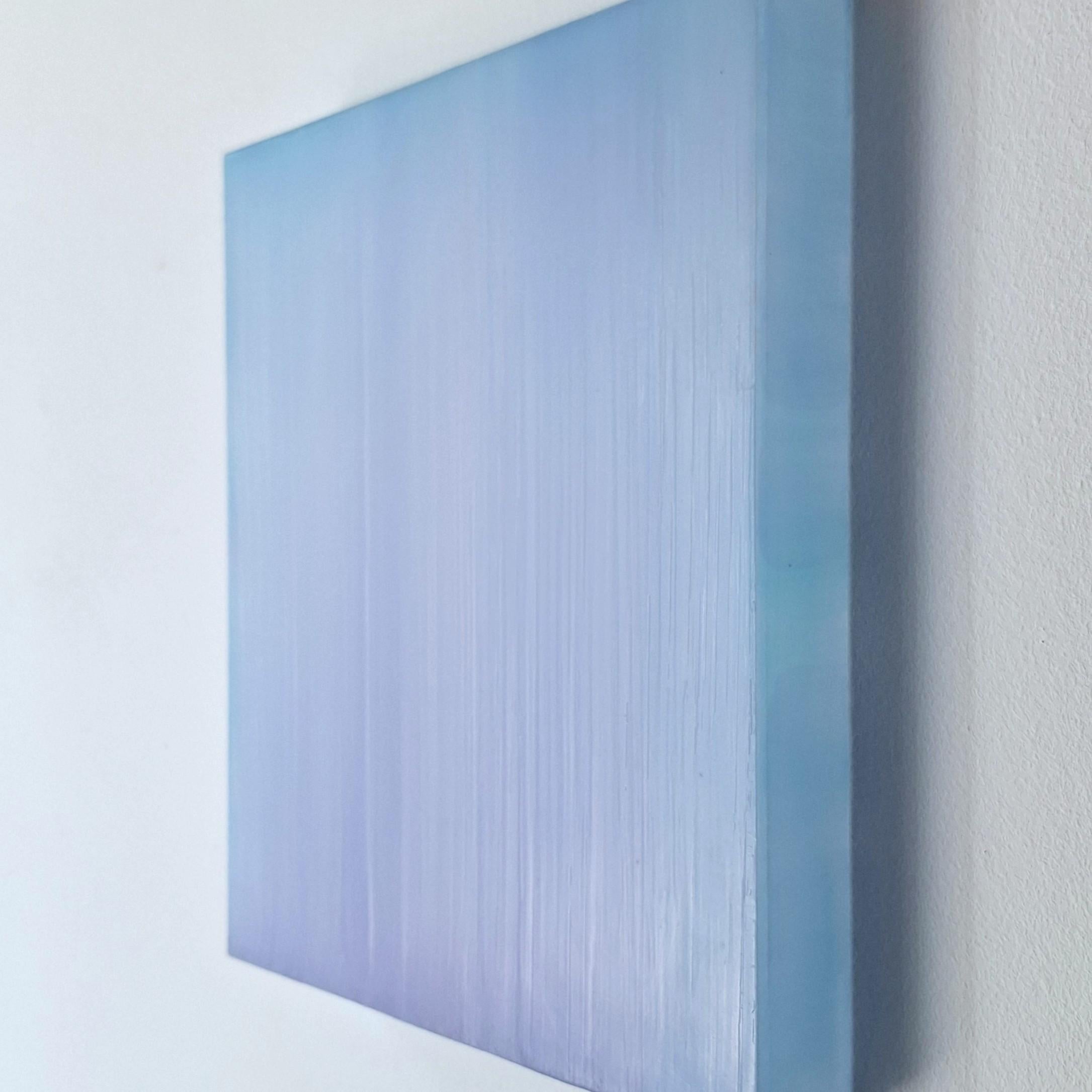 Farblichtung türkis-violett is a unique one-of-a-kind contemporary modern sculptural painting by German artist Sybille Pattscheck. Her sculptural paintings are made by applying numerous layers of pigment coloured hot wax in very thin layers onto a