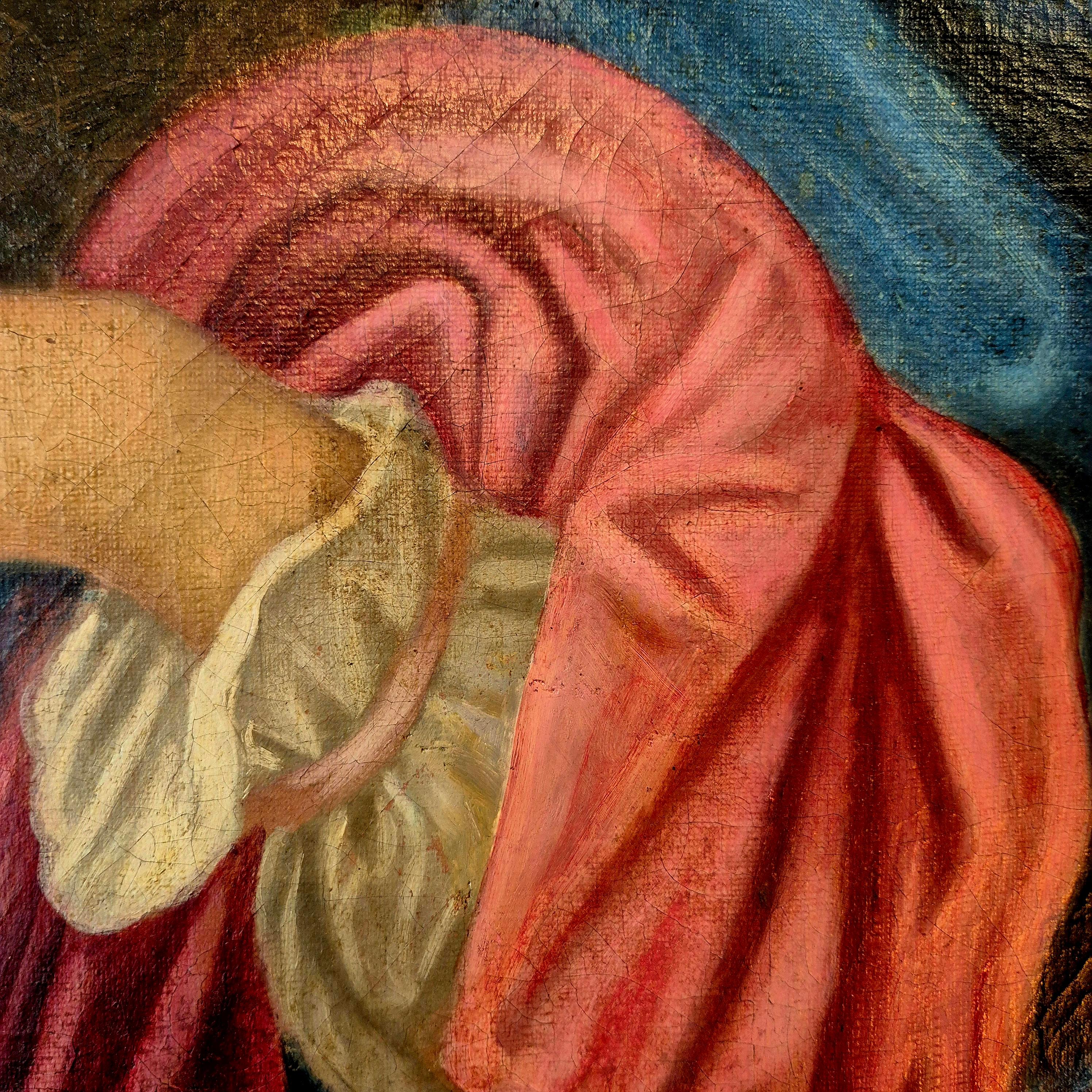 Sybille with turban and fruit bowl, Oil on canvas, 19th century For Sale 6