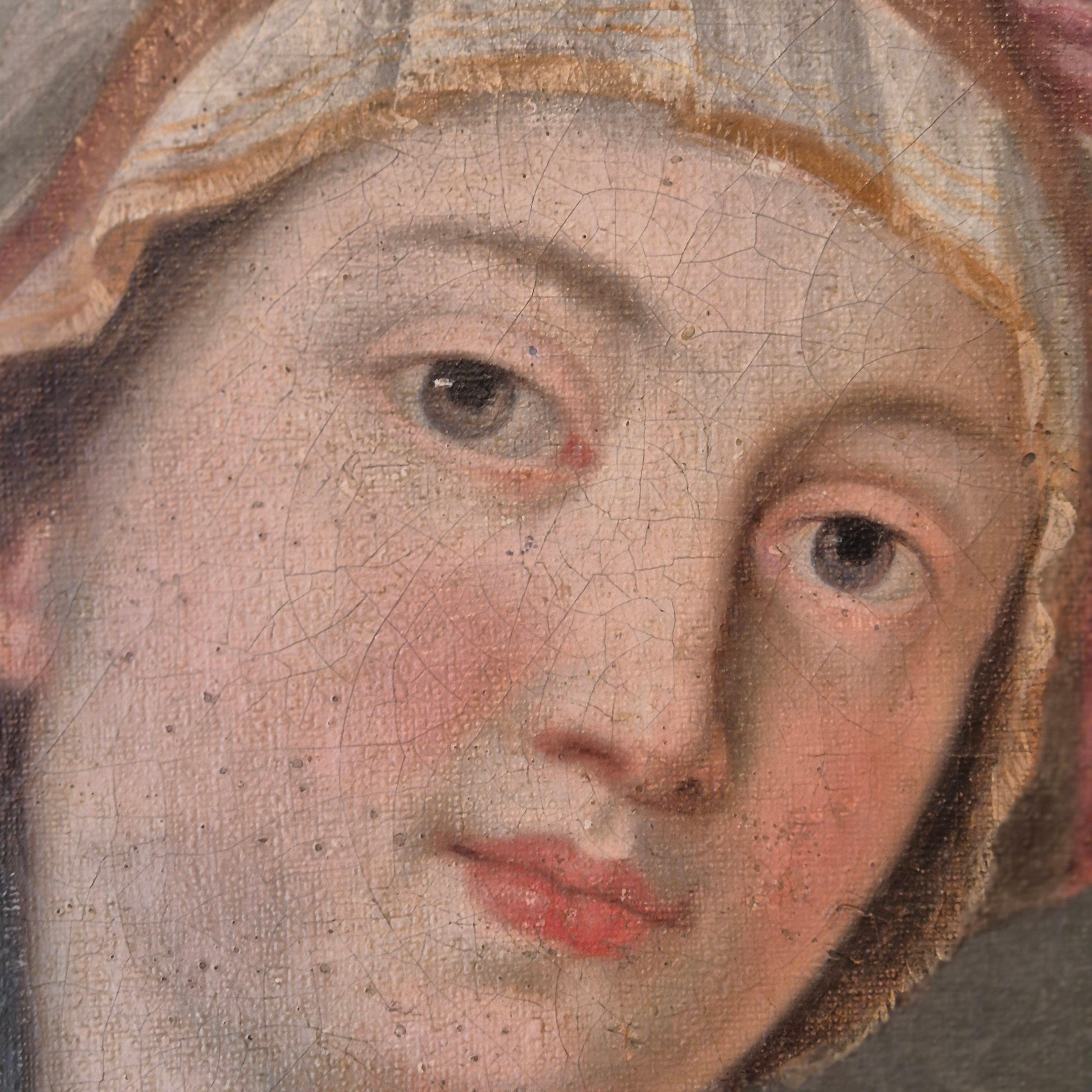 Sybille with turban and fruit bowl, Oil on canvas, 19th century For Sale 4