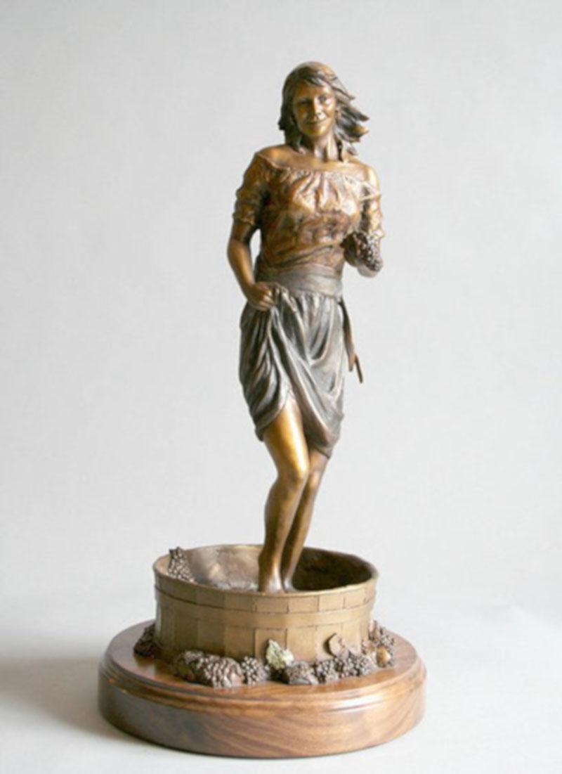 Syc Caroselli Figurative Sculpture - "WINE DANCE" WOMAN FIGURE