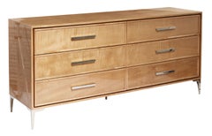 Sycamore and Nickel Chest of Drawers