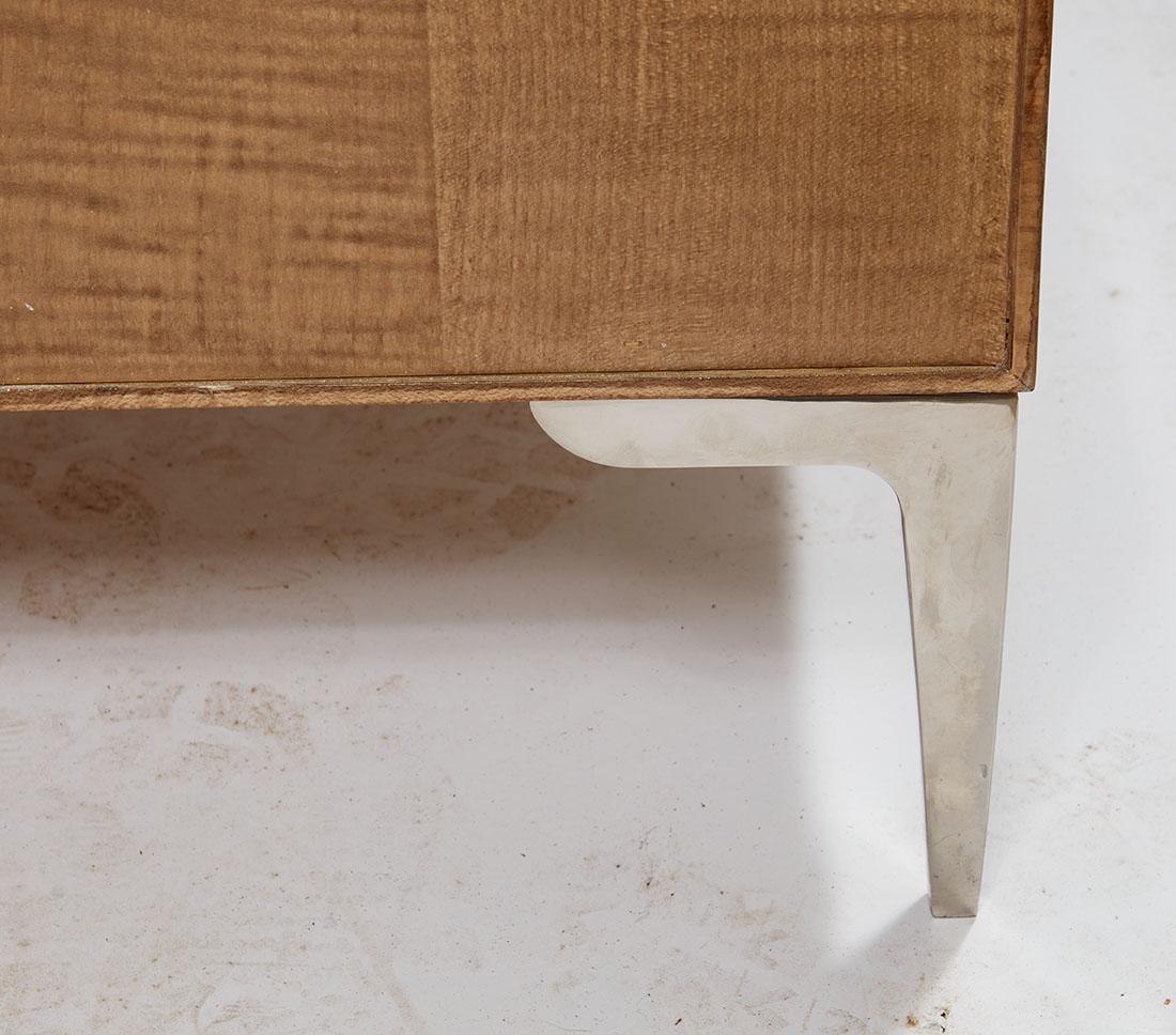 North American Sycamore and Nickel Chest of Drawers For Sale